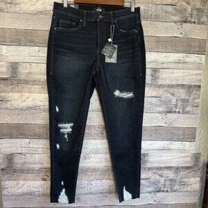 Lularoe Skinny Fit Jeans Size 30 Blue Dark Wash Distressed Raw Hem Stretch NWT